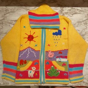 Handmade Zipper Front Hoodie with Embroidered Accents Girl's Size M GUC